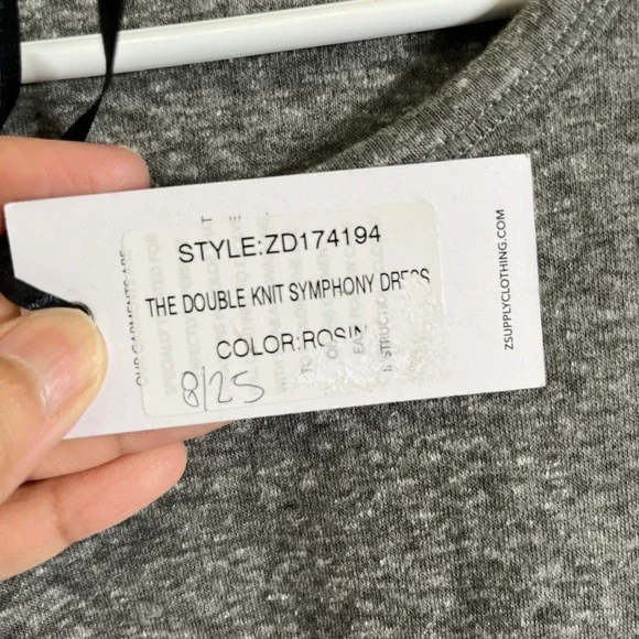 Z Supply Double Knit Symphony Dress Women S Grey NEW Roll Tab Sleeve Loungewear - Picture 8 of 9